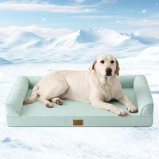 COZY KISS Cooling Dog Bed for Large Dogs, 42"x30" Orthopedic Foam Sofa with Bols