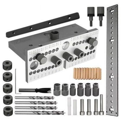 3-in-1 Woodworking Doweling Jig Kit Adjustable Drilling Guide Tenon Locator Tool