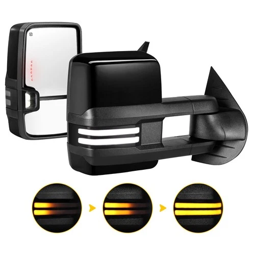 Gloss Black Towing Mirrors for 2007-2013 Silverado GMC Sierra 1500 2500HD 3500HD