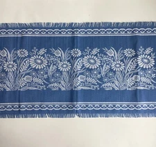 Haller Textilwerk Textiles Table Runner Blue Cornflower Vintage Austria 34x13