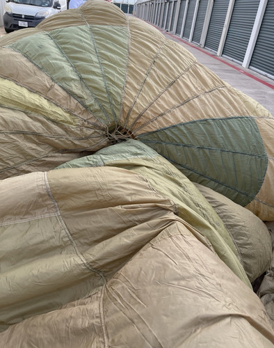 French Military 28' FT Parachute, canopy, Photo Shoot  OD. Green.