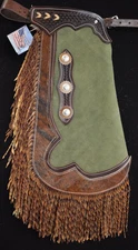 Custom Made Leather Chinks/New Green Suede Chaps/Made In USA