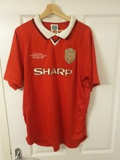 Official Retro Manchester United 1999 Treble Winners Champions League Shirt L