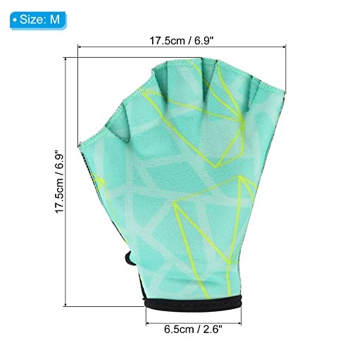  Swimming Aquatic Gloves, Webbed Swim Gloves Printing Water Medium Light Green - Picture 3 of 8
