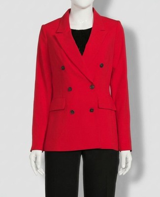DKNY Women's Red Peak-Lapel Double-Breasted Blazer Jacket Coat Petite Size 8P
