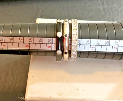 Hidalgo Diamonique Black enamel and silver 3 band set size 10 Beautiful!