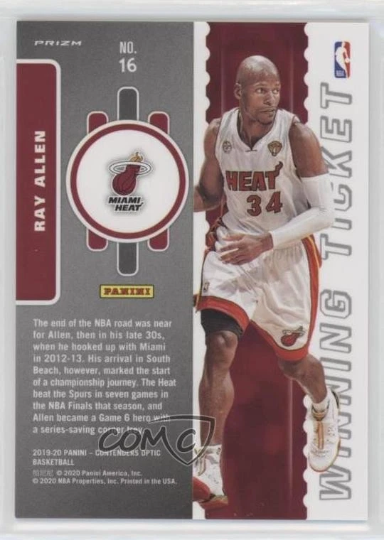 2019-20 Panini Contenders Optic Winning Tickets Ray Allen #16 HOF - Image 2 of 2
