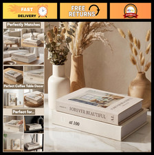 Set of 2 Faux Linen Decorative Book Boxes ? Aesthetic Home Decor & Hidden Storag