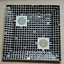 11” Georges Briard Gold & Black  Design Square Tile Mosaic Modernist Design MC