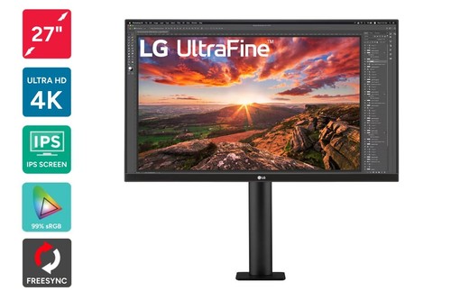 LG 27" UltraFine 4K UHD Ergo Monitor (27BN88U-B), 27 Inch, Black, Computer