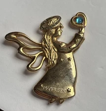 Gloria Duchin Birthstone Angel Ornament December Heart Blue Topaz Rhinestone