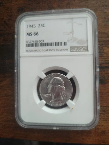 NGC Certified MS 66 1945 Washington Quarter