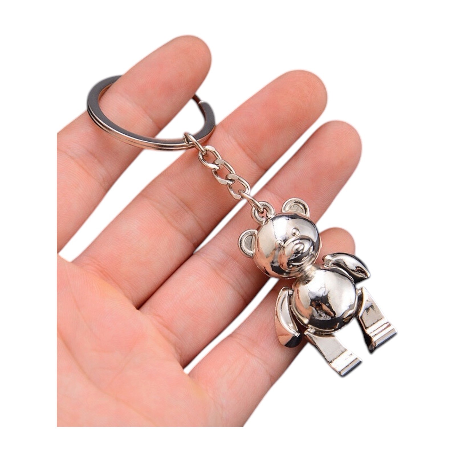 Cute Mini Metal Car Teddy Bear Key Ring Chain 3D Keyfob Keychain ...