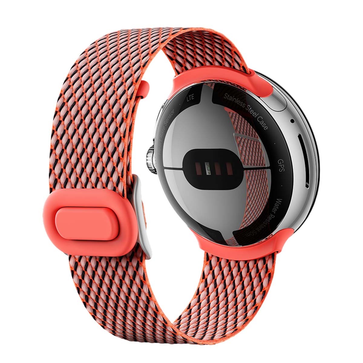 Bracelet tissé Google Pixel Watch corail en taille unique pour montre connectée