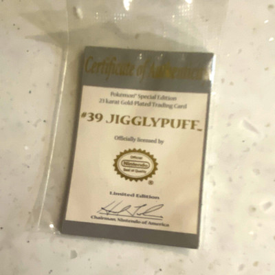 Pokémon Special Edition 23 Karat Gold Plated Limited Card #39 Jigglypuff
