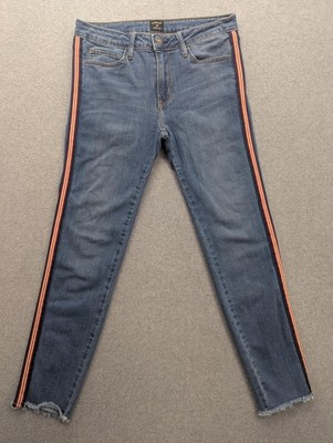 Just Black Denim Skinny Jeans Womens 29 Blue Med Wash Mid Rise Stripe Stretch
