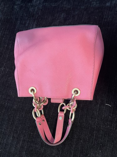 Michael Kors Pink Medium Satchel Top Handle Chain Accents Zip Detachable Strap - Picture 1 of 24