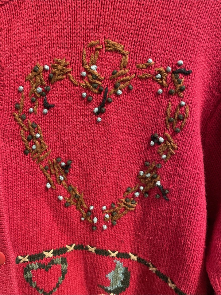 Vintage Quaker Factory Believe in Angels Christmas Cardigan Sweater Women's L - Image 3 of 4