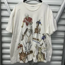 Vintage Polo Ralph Lauren 5 Horsemen Graphic T Shirt 90s 2000s XXL pony rugby og