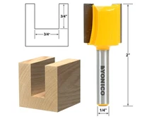 3/4" Diameter X 3/4" Height Straight Router Bit - 1/4" Shank - Yonico 14160q