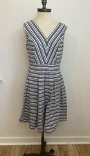 Tommy Hilfiger Linen Blend Dress Blue Stripe 8