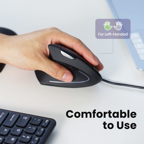 PERIMICE-513L Left Handed Ergonomic Vertical Mouse 1000/1600 DPI Recommended wit - Picture 2 of 12