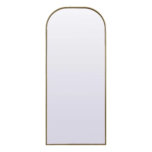 Elegant Decor Blaire 28x66" Arch Modern Wood/Iron Full Length Mirror in Brass - Picture 1 of 8