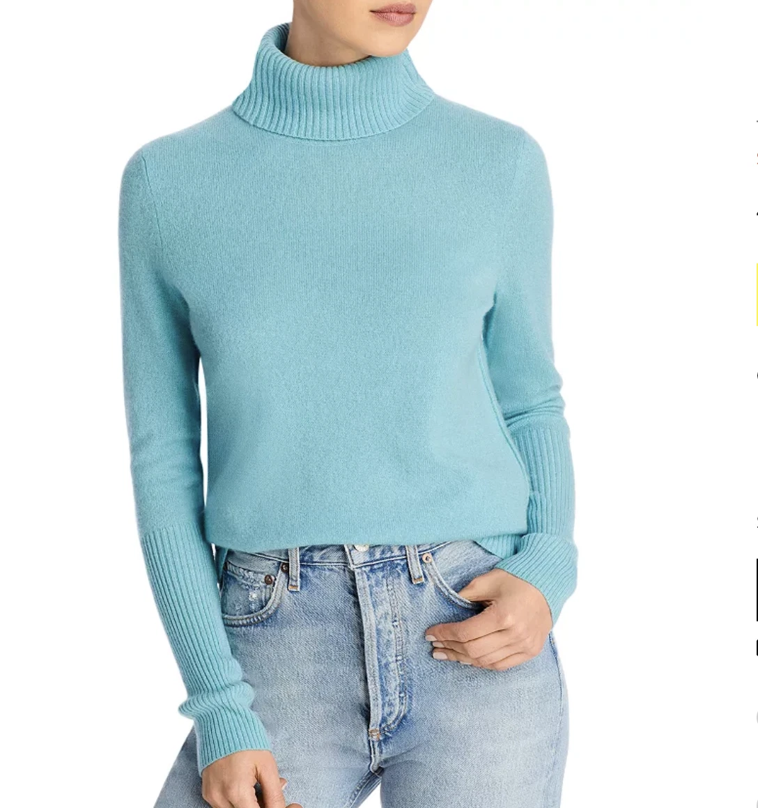 200 AQUA Cashmere Turtleneck Sweater Sage blue size XS M L NWT