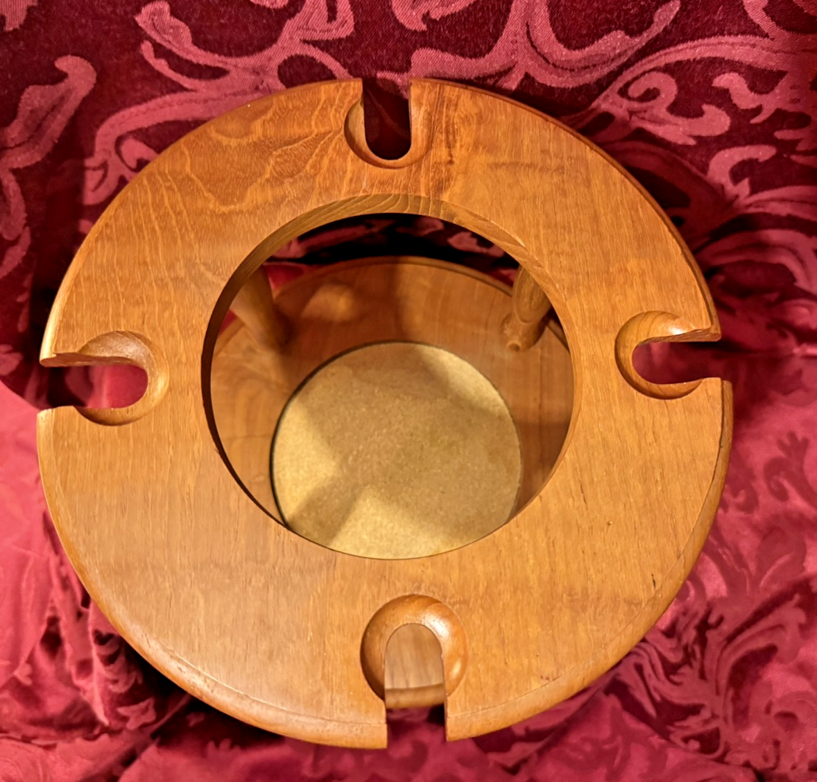 【送料無料❗️】ミッドセンチュリー木製手彫りビンテージワインボトルホルダー 水牛 Vintage Dolphin Teakwood Wine & Glass Holder, Countertop 70s MCM