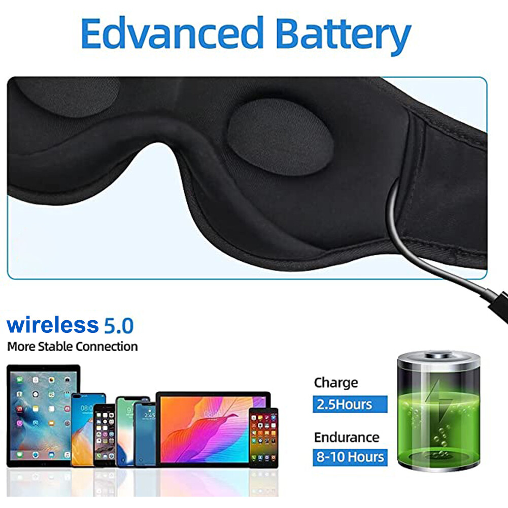 Adjustable HiFi Earphones Eye Mask 5.0 Sleeping