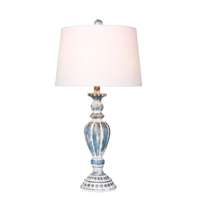 Fangio Lighting 29.5'' Resin Table Lamp, Cottage Antique Blue - W-6244CAB