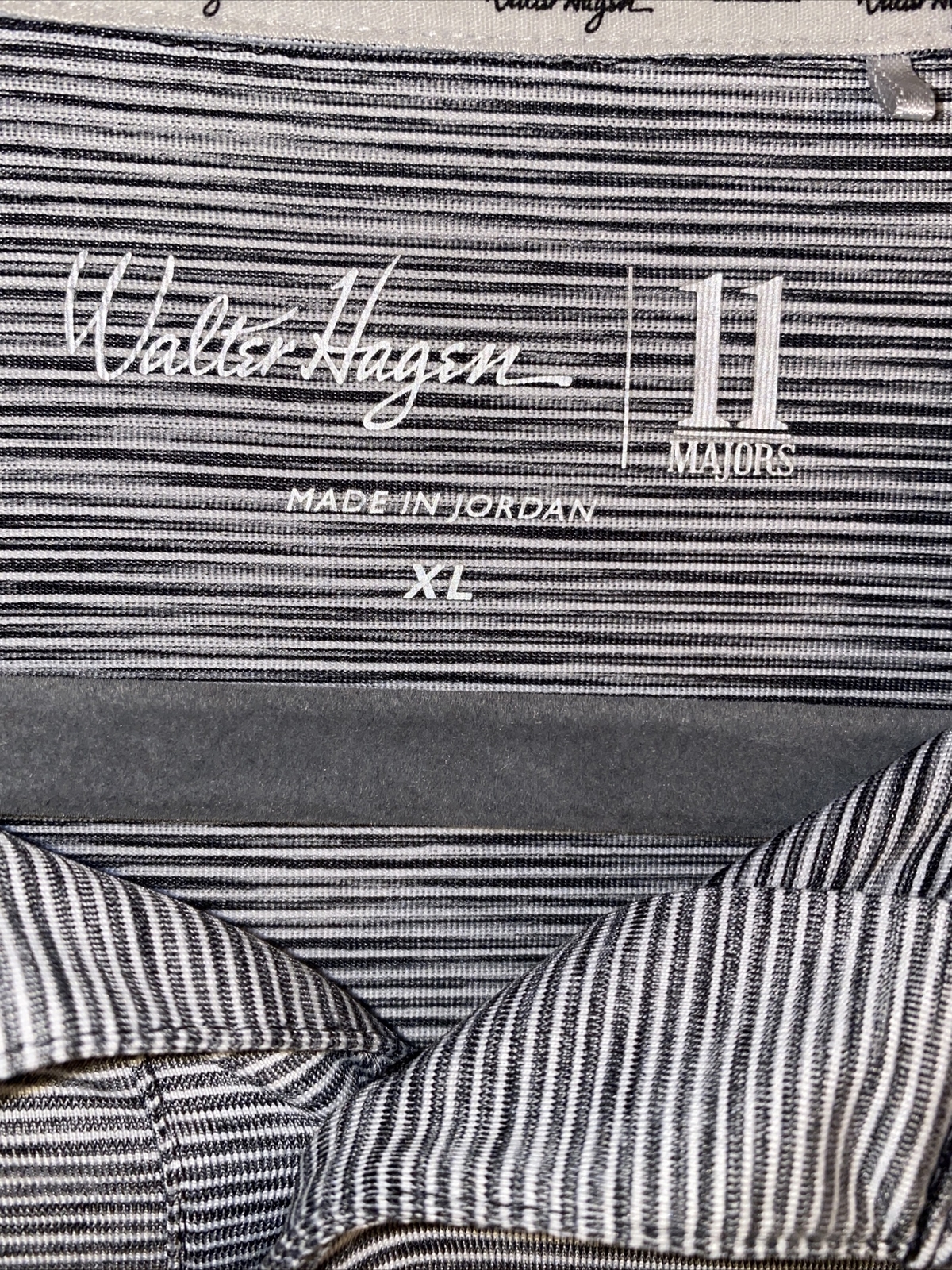 Walter Hagen Golf Men's XL Grey Striped Short Sleeve Golf Polo Shirt 11
