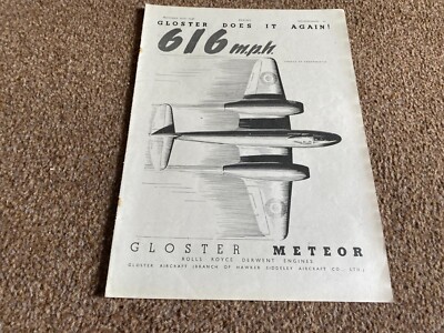FABK27 ADVERT 11X8 GLOSTER METEOR 616 MPH