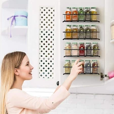 4 Pack Spice Rack Wall Mount Hanging Spice Shelf Organizer for Cabinet Storage