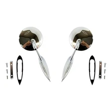 Pair Round Bowtie Teardrop Door Side Mirrors w/ Hardware For 1964-1965 Chevelle