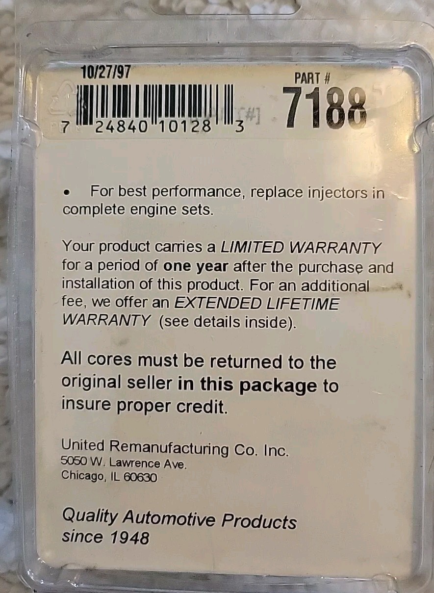 United Remanufacturing Co. Uremco 7188 Remanufactured Fuel Injector