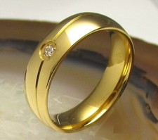 Anillo de hombre oro brillante anillo de dedo anillo de acero inoxidable para hombre # 60 / 63 / 65 / 68