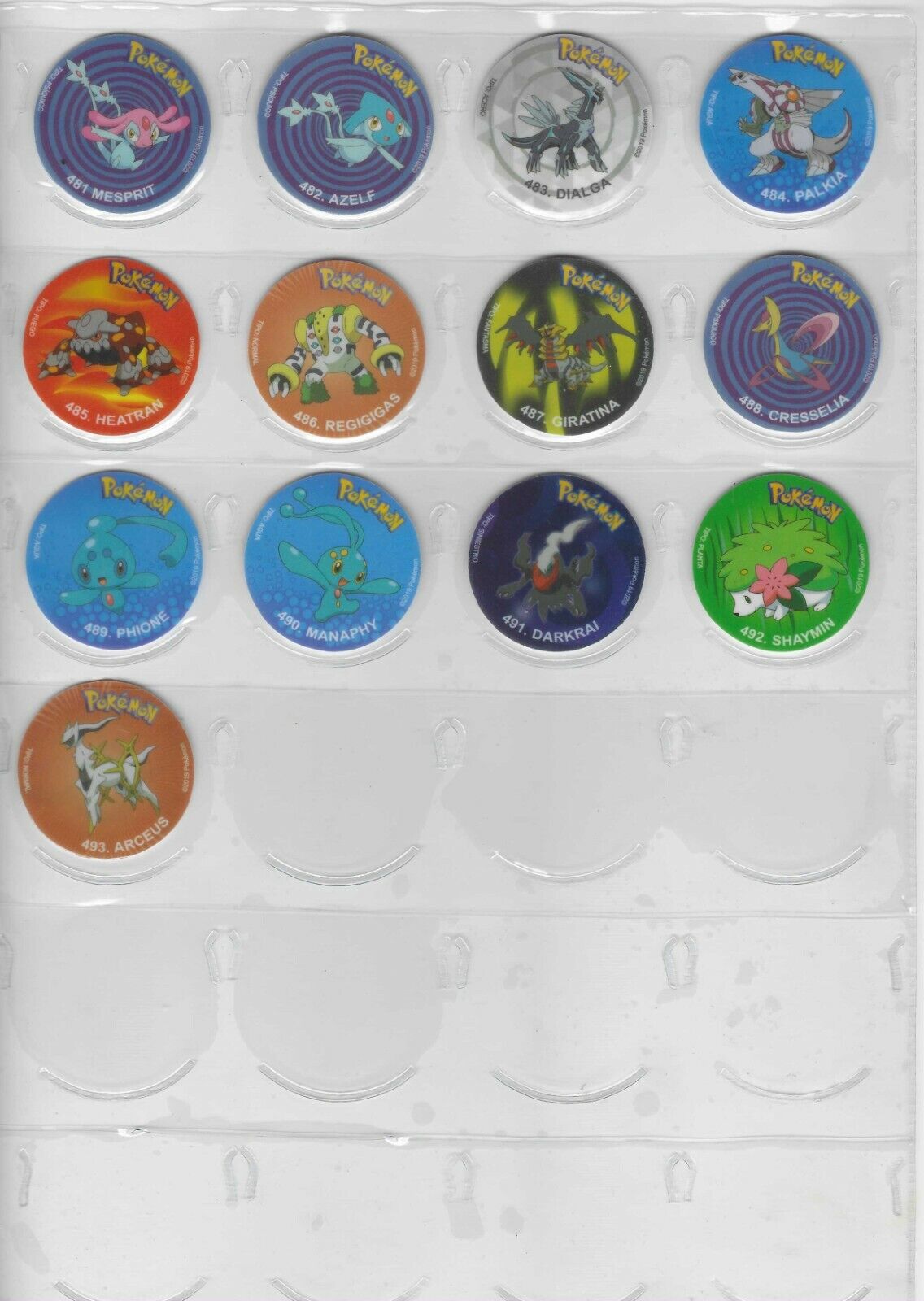 TAZO POKEMON DKV #486 REGIGIGAS 2019 Sinnoh PERU South America Pogs Flips  Taps