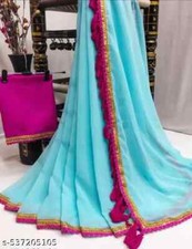 Women's Georgette Saree With Separate Blouse Piece