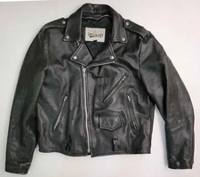VTG Wilsons Open Road Classic Black Leather Motorcycle Moto Biker Jacket Men's L