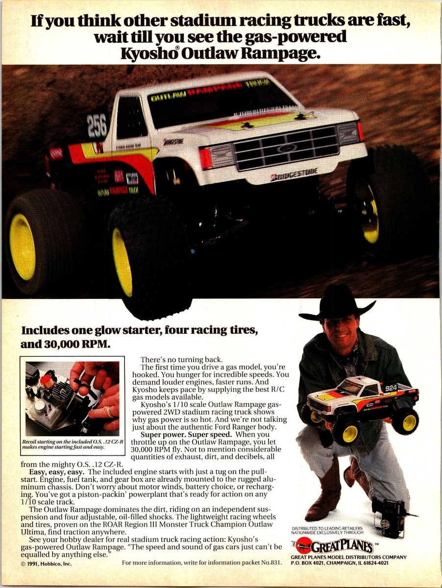 Kyosho Outlaw Rampage ST RC 1/10 Scale Print Ad Wall Art