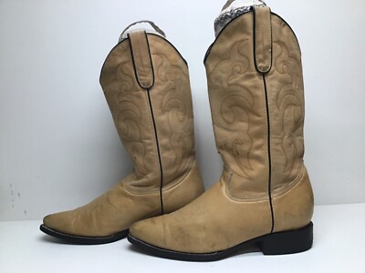 VTG MENS MEZQUITE COWBOY IVORY BOOTS SIZE