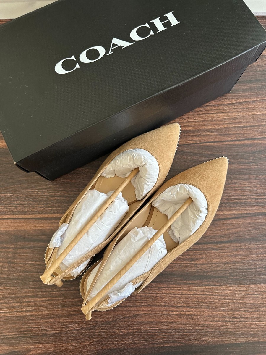 COACH Vae Suede Slingback Studded Flat Skimmers 10 | eBay