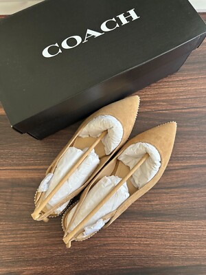 COACH Vae Suede Slingback Studded Flat Skimmers 8.5 | eBay
