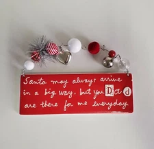 Dept 56 Sandra Magsamen Ceramic Hanging Sign Plaque Dad / Santa / Christmas 