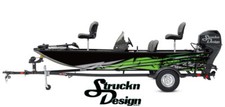 Green Grey Geometric Style Black Design Wrap Fishing Bass Boat Vinyl Decal USA