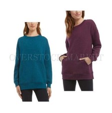 NEW WOMEN'S DANSKIN SOFT FLEECE LINED CREWNECK SWEATSHIRT WITH POCKETS VARIETY