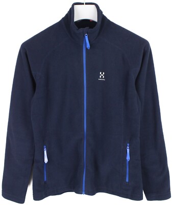 Haglofs Sweatshirt Damen M Reißverschluss Marineblau Weich Fleece Logo Taschen