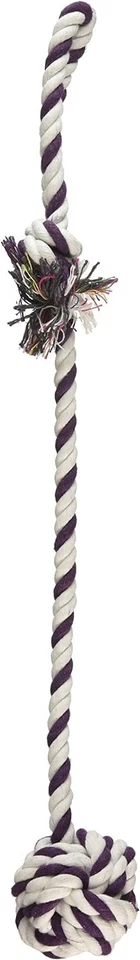 Juguete de cuerda anudada de 18" para perro con pelota juego de mascotas divertido trenzado masticar NUEVO Foto 2 de 3