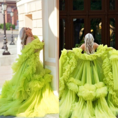 Mesh Tulle Ruffle Dresses for Women Bride Photoshoots Long Sleepwear with Gloves | eBay Mesh Tulle Ruffle Dresses for Women Bride Photoshoots Long Sleepwear with Gloves | eBay